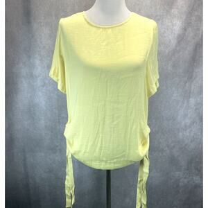 Nordstrom Vince Camuto Side Drawstring Rumple Blouse Top Women's Medium Yellow